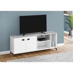 Monarch Specialties I 2841 Tv Stand, 60 Inch, Console, Media Entertainment Center, Storage Cabinet, Living Room, Bedroom, Laminate, Metal, Grey, White