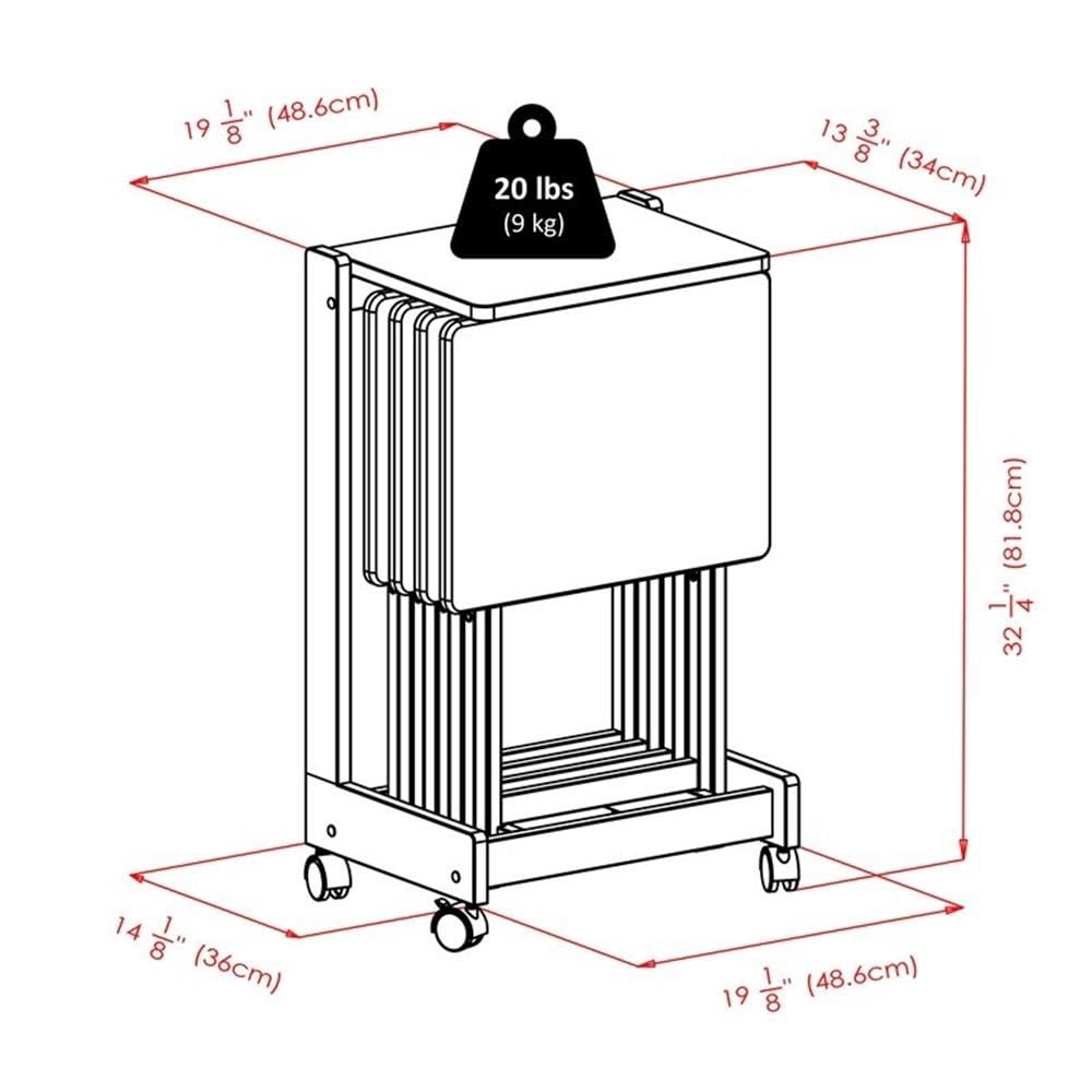 Winsome Brienda Foldable Snack Table Set with Flip Top and Storange Rack, Set of 4 Tables, Solid Wood Coffee Finish - Mobile and Versatile