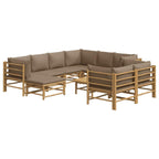 vidaXL 10 Piece Patio Lounge Set with Taupe Cushions Bamboo