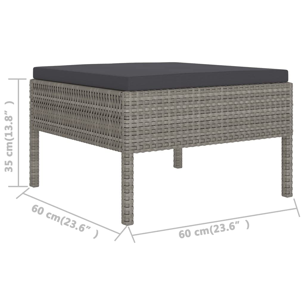 vidaXL Patio Lounge Set - 8 Piece Seating Ensemble with Soft Cushions - Weather-Resistant PE Rattan - Powder-Coated Steel Frame - Easy Maintenance - Suitable for Indoors and Outdoors - Gray