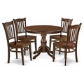 East West Furniture HBGR5-MAH-W 5 Piece Dining Table Set for 4 Includes a Round Kitchen Table with Pedestal and 4 Dinette Chairs