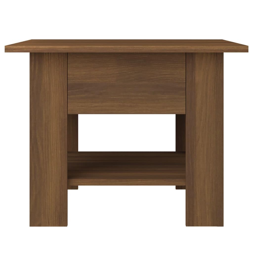 vidaXL Engineered Wood Coffee Table - Square Brown Oak Table with Storage Shelf, Modern Design