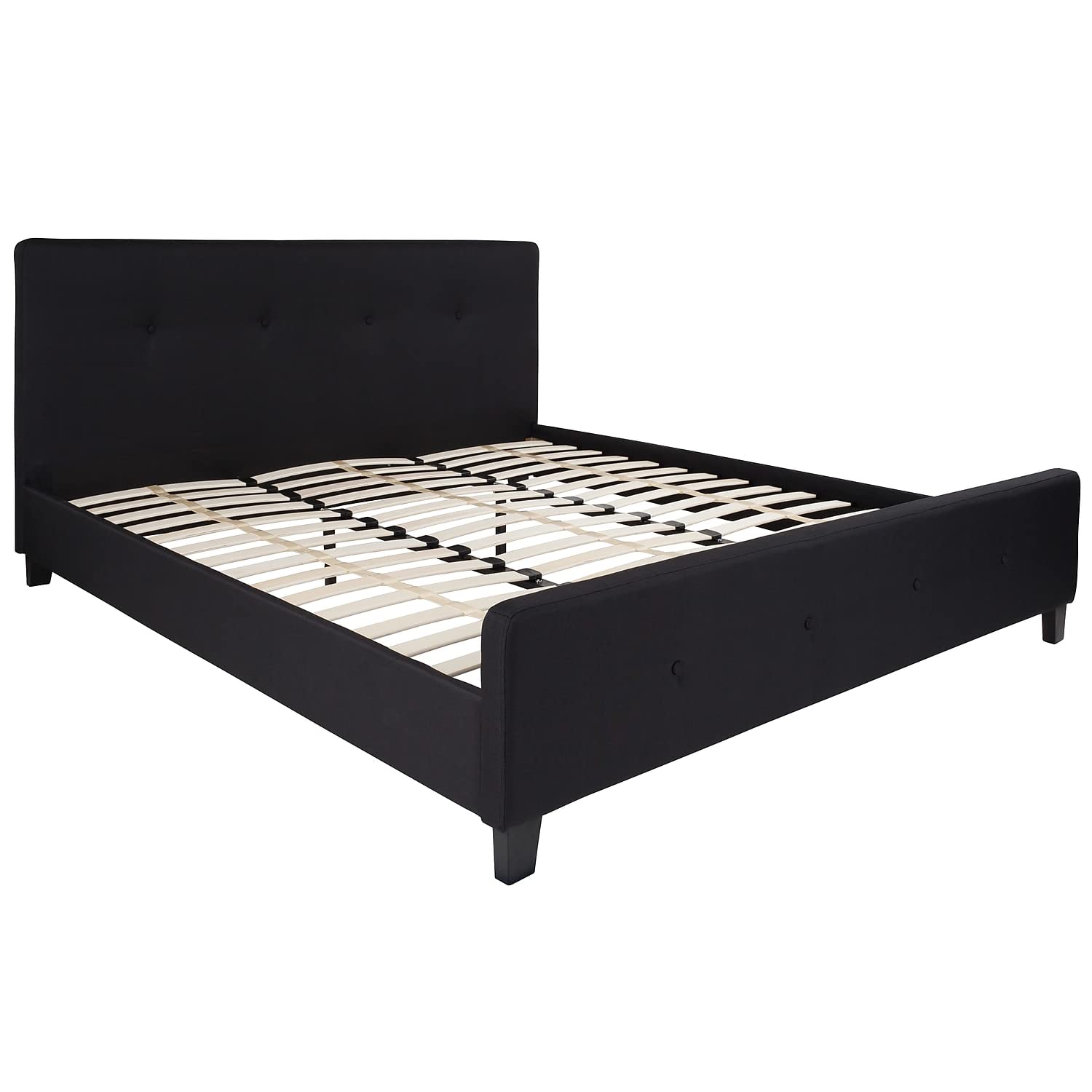 Flash Furniture Tribeca King Size Tufted Upholstered Platform Bed In Black Fabric