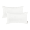 Brawarm Faux Leather Pillow Covers 12 X 20 Inches, White Leather Pillow Covers Pack Of 2, Crocodile Leather Decorative Lumbar Th
