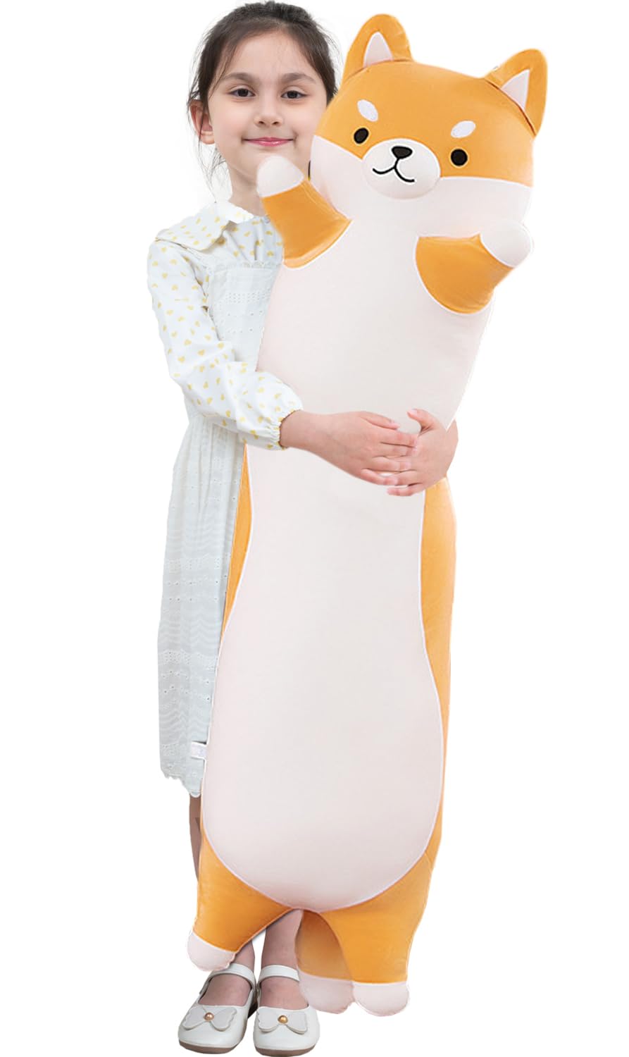 Kekeso Long Shiba Inu Plush Pillow Giant Stuffed Animals Dog Sleeping Pillow Corgi Plush Body Pillow Cartoon Soft Dog Hugging Pi