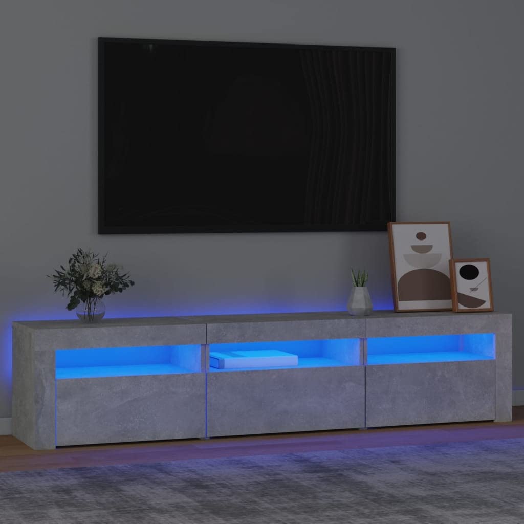 vidaXL TV Cabinet with LED Lights Home Bedroom Living Room Entertainment Center HiFi Side Cabinet TV Console Stand Media Unit Furniture Concrete Gray