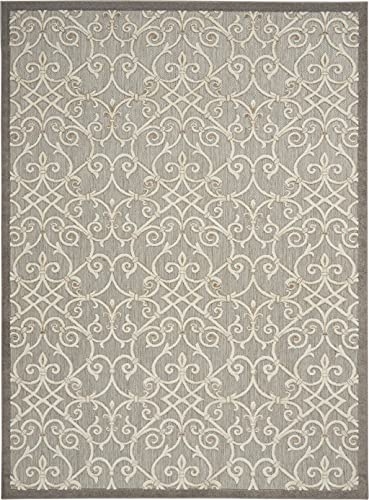 HomeRoots 100% Polypropylene 8’ x 11’ Natural and Gray Indoor Outdoor Area Rug
