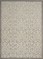 HomeRoots 100% Polypropylene 8’ x 11’ Natural and Gray Indoor Outdoor Area Rug