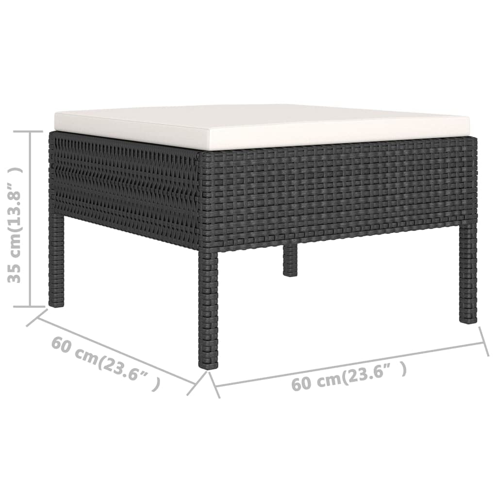vidaXL 6 Piece Patio Lounge Set with Cushions - Poly Rattan Black - Weather-Resistant Outdoor Furniture Set - Modular Design - Comfortable Seating with Soft Cushions - Ideal for Garden, Terrace, o...