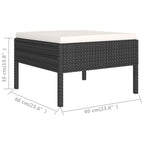 vidaXL Garden Furniture Set - 9 Piece Modular Outdoor Patio Lounge Set with Cushions, Black Poly Rattan with Cream White Accent