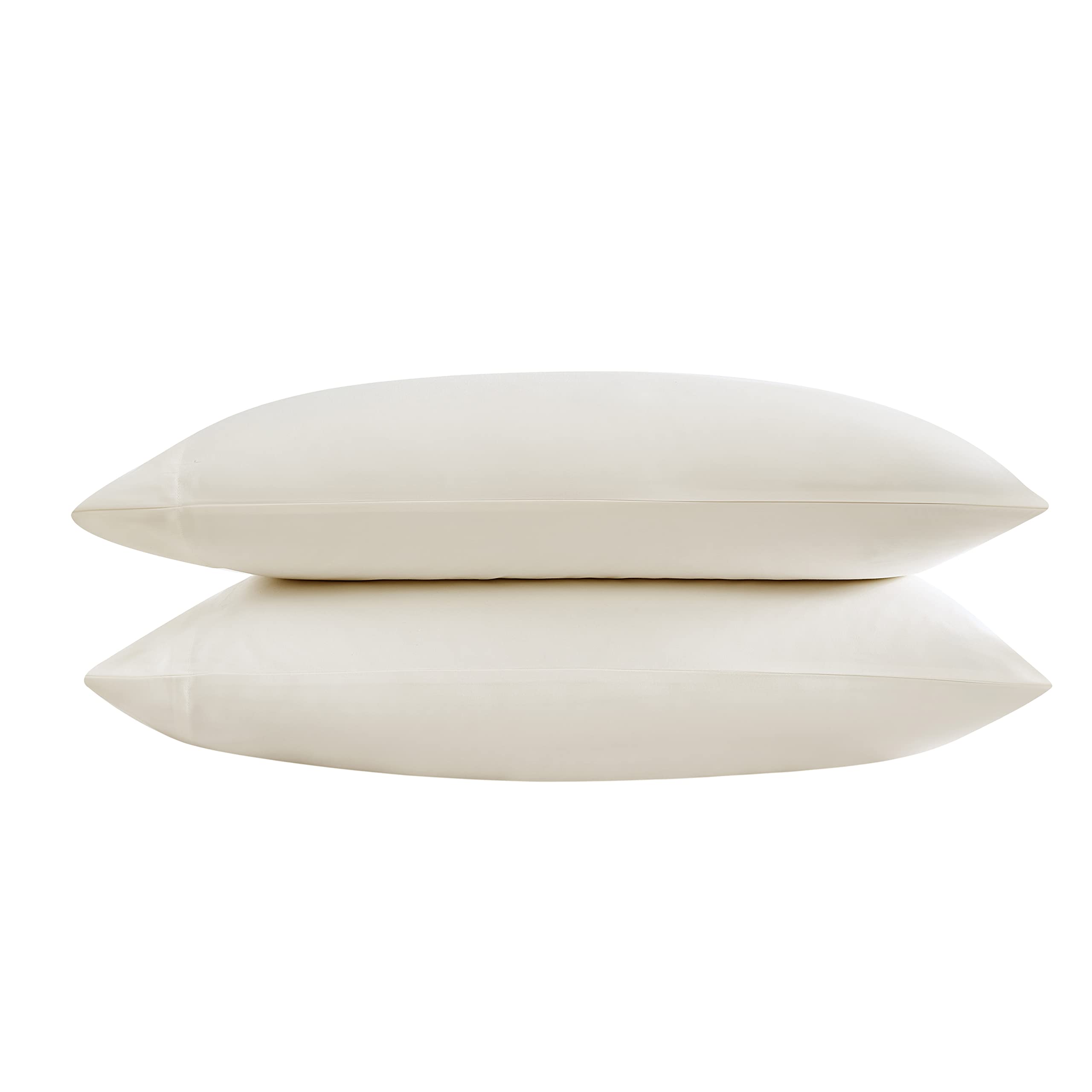 Vera Wang - Pillow Case Set, Luxury Sateen Cotton Bedding, 800 Thread Count, Soft & Smooth Home Decor (Ivory, Standard Pillowcas