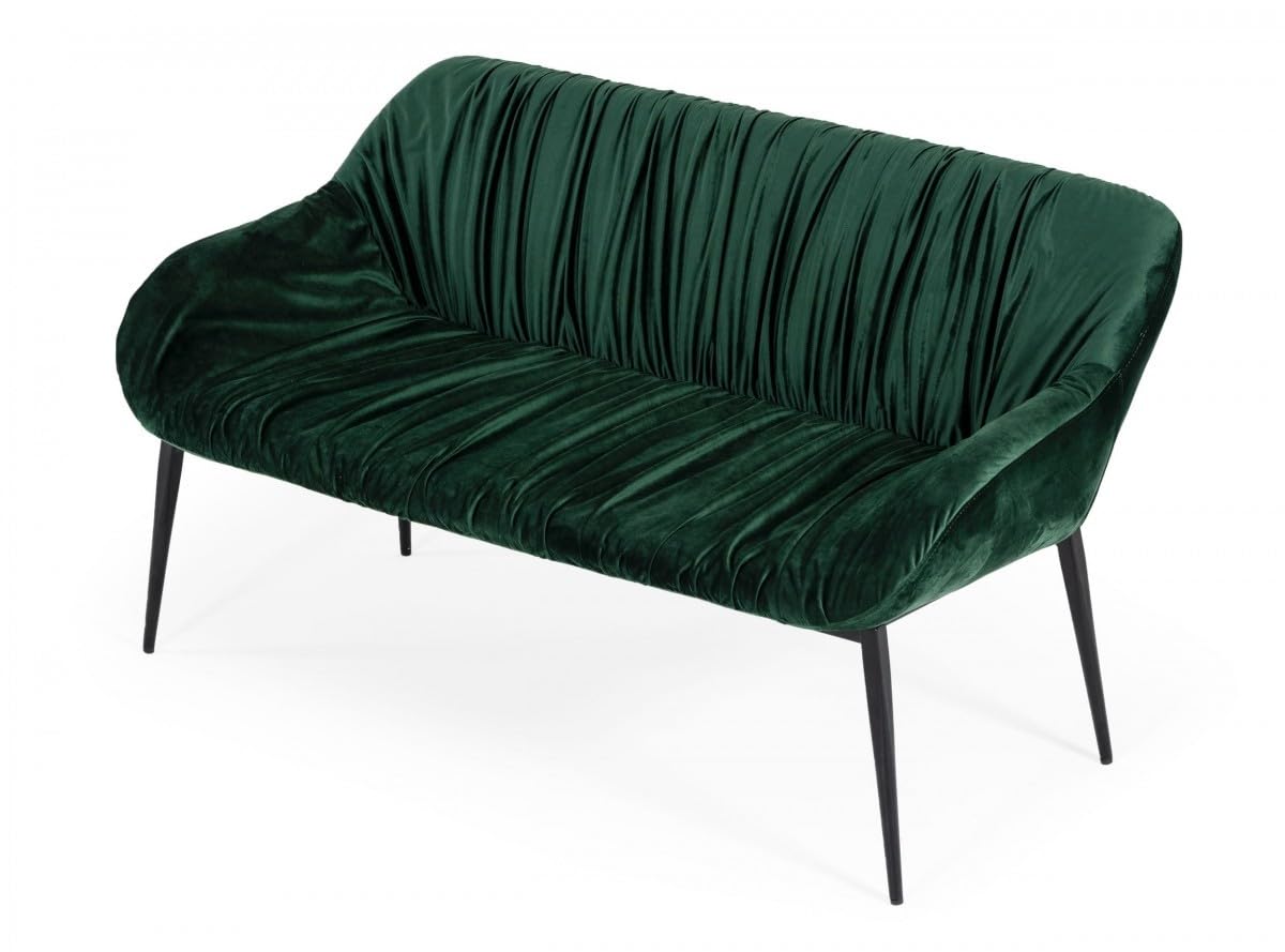 HomeRoots 473165 56 in. Green & Dark Brown Upholstered Velvet Dining Bench