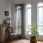 Sutuo Home Boho Curtains For Bedroom Dining Room, Semi Blackout Linen Farmhouse Shabby Chic Tassels Window Treatment Bohemian Embroidery Drape, Rod Pocket 1 Panel 52' W X 84' L, Gray Linen
