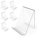 Boloyo Acrylic Book Stand Without Ledge ,6 Inch 6PC Clear Acrylic Display Easel Transparent Display Stand Holder Tablet Holder f