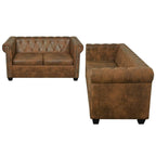 SKM Chesterfield 2-Seater and 3-Seater Sofa Set Brown -4322