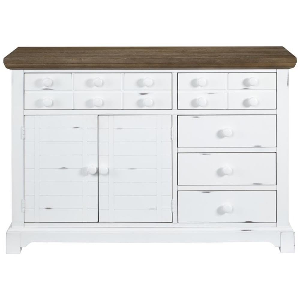 Progressive Furniture Server, Light Oak/ Distressed White