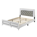 Acme Casilda Faux Leather Tufted Queen Bed with LED in Gray White
