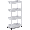 Spacekeeper Storage Cart, 4-Tier Mobile Shelving Unit, Bathroom Rolling Cart Utility Storage Organizer Shelf For Kitchen Living Room Bathroom Laundry Room & Dressers, Gray