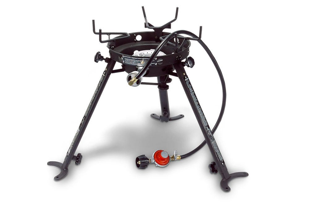 Eastman Outdoors 90411 Portable Kahuna Burner With Xl Pot And Wok Brackets With Adjustable And Removable Legs, Black, Pack Of 1