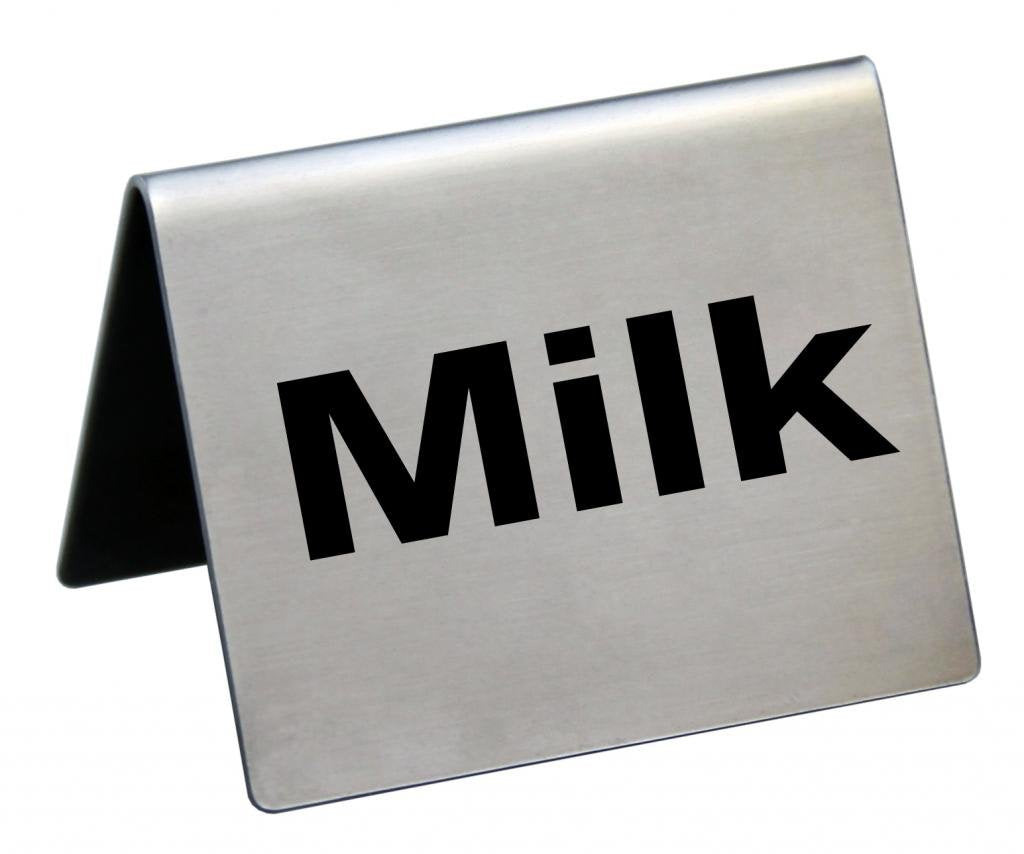 New Star Foodservice 27167 Stainless Steel Table Tent Sign, (Milk), 2'X 2', Set Of 6