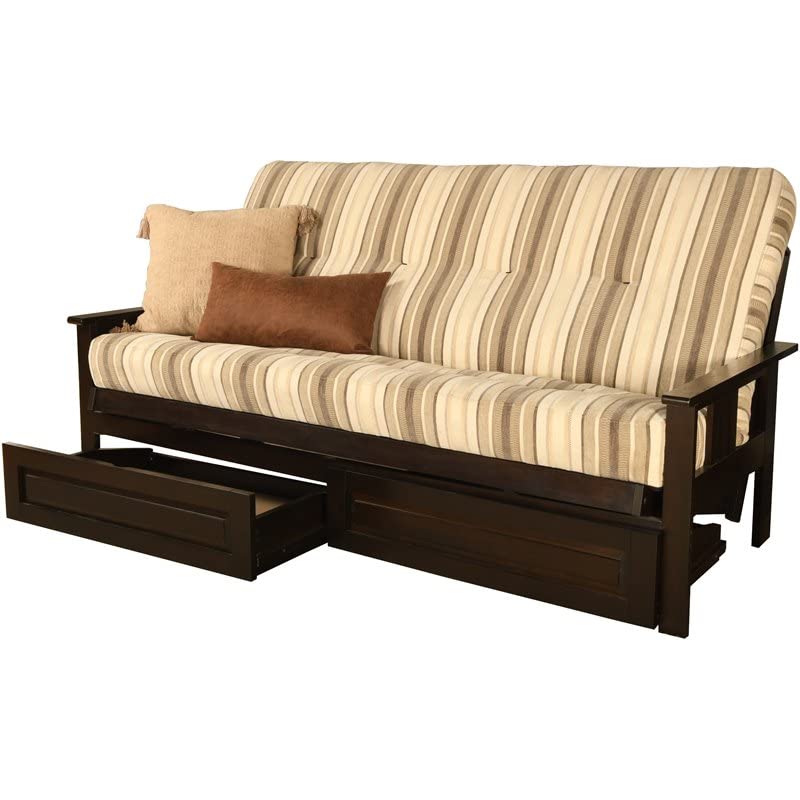 Kodiak Furniture Monterey Espresso Storage Wood Futon with Parma Gray Mattress
