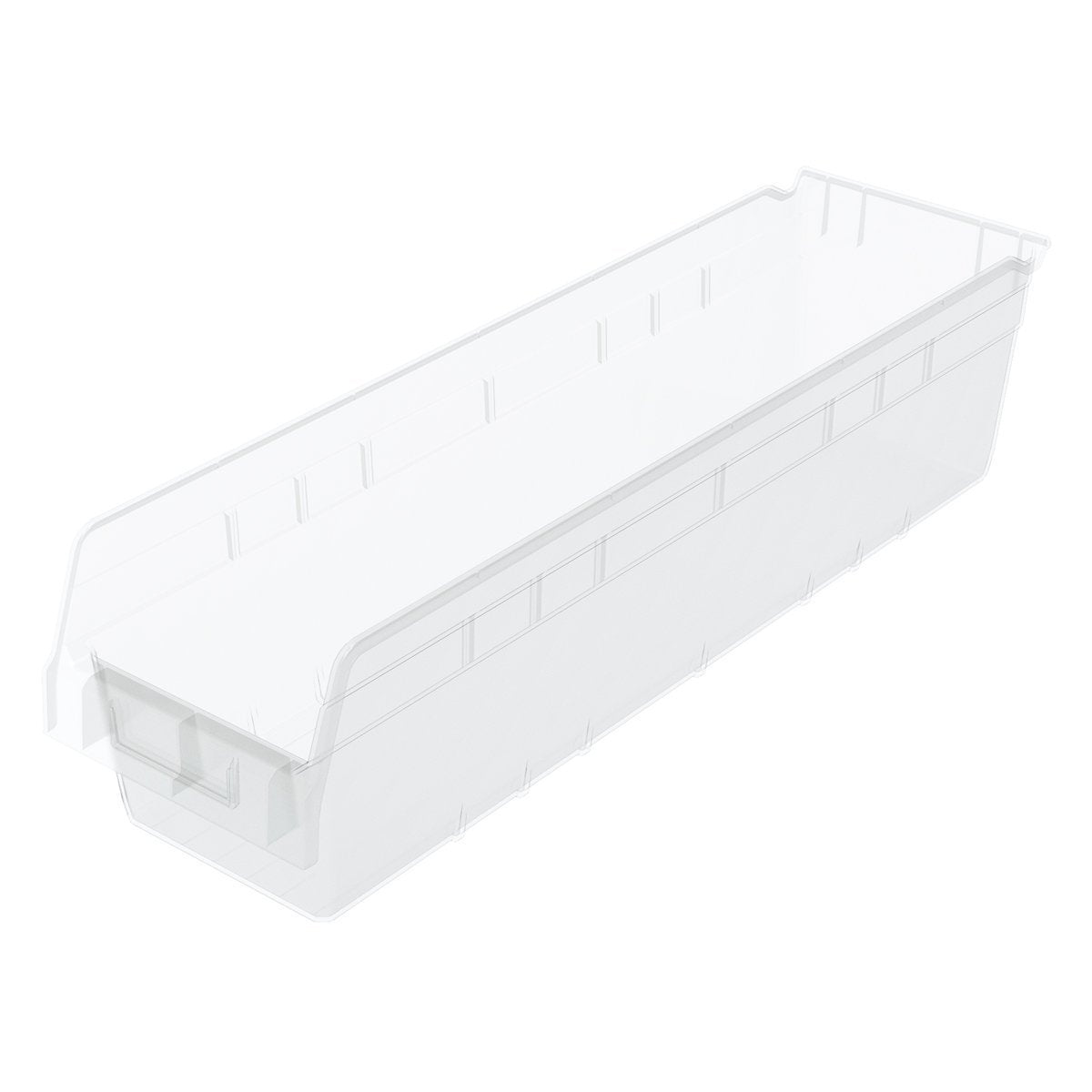 Akro-Mils 30094 Plastic Nesting Shelfmax Storage Bin Box, (24-Inch X 6-Inch X 6-Inch), Clear, (10-Pack)