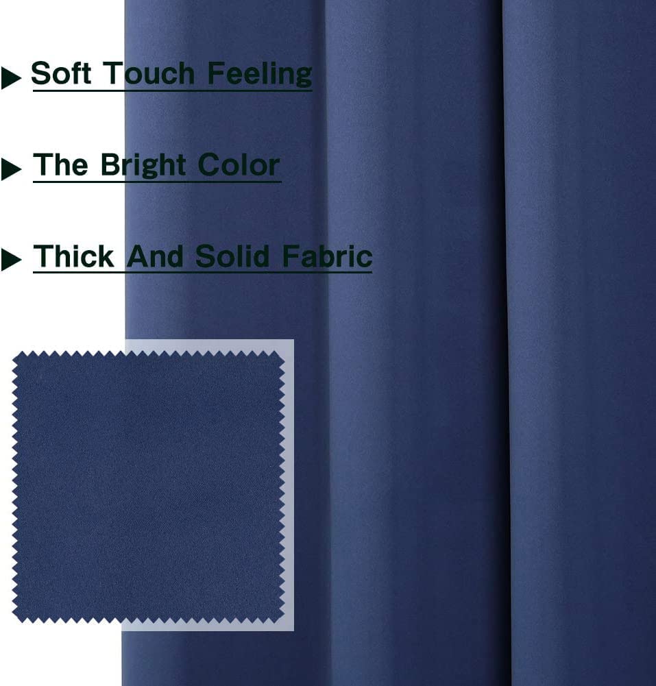Mysky Home Navy Blue Curtains 80 Inch Long Blackout Curtains For Living Room Bedroom Blue Curtains Grommet Window Curtains Privacy Protect Room Darkening Single Panel Curtains, 52 X 80 Inch
