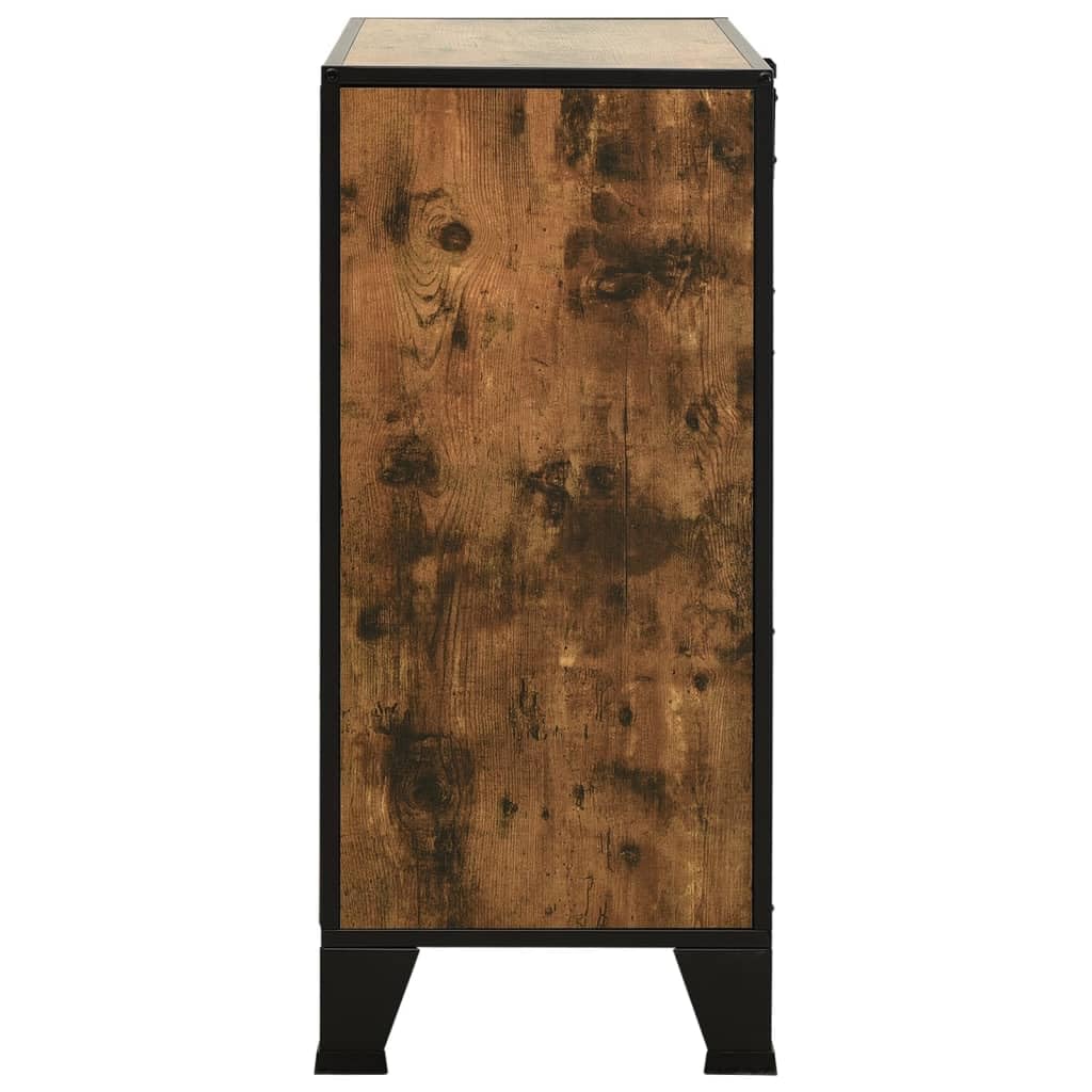 vidaXL Rustic Brown Storage Cabinet - Sturdy Metal and MDF Construction, Urban Industrial Style, Easy to Clean, Ample 2-Shelf Storage