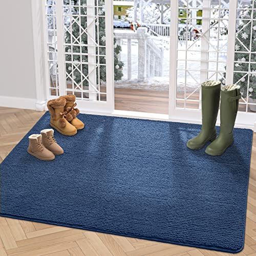Dexi Door Mat Indoor Rug Inside Front Entrance Non-Slip Low Profile Washable For Entryway 31.5'X47',Blue
