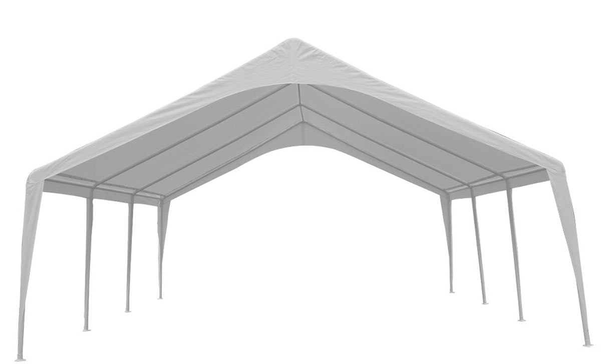 Impact 20' X 20' X 12' Portable Carport Garage Canopy, Outdoor Party Tent With 8 Dressed Legs, White