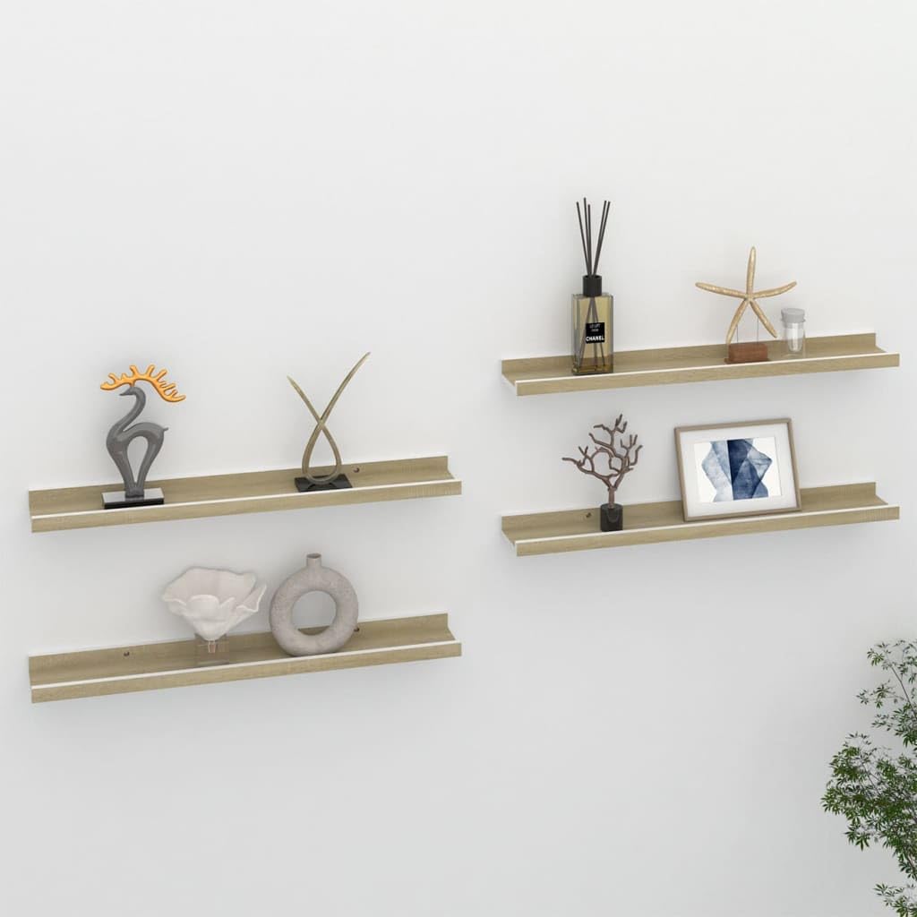 vidaXL Wall Shelves 4 pcs White and Sonoma Oak 23.6x3.5x1.2
