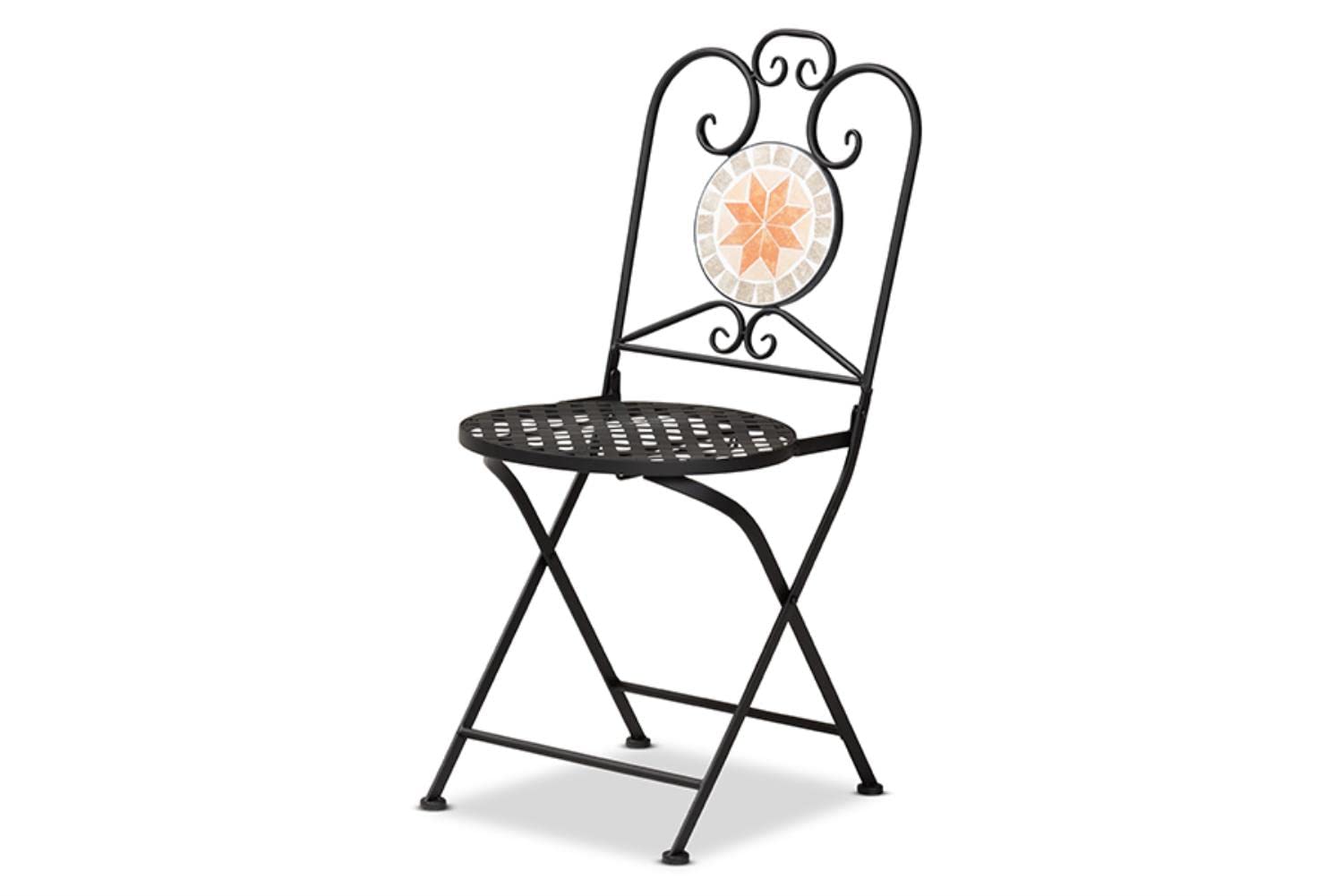 Baxton Studio Santina Modern Colored Ceramic and Metal 3pc Outdoor Dining Sets