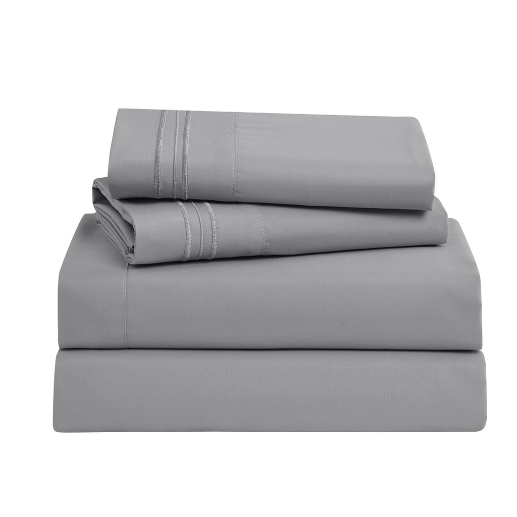 Nestl Full Size Sheet Sets - 4 Piece Full Size Sheets, Deep Pocket, Hotel Luxury, Extra Soft, Breathable And Cooling, Grey Sheets For Full Size Mattress
