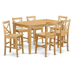 East West Furniture CAPB7H-OAK-W 7 Piece Counter Height Dining Set Consist of a Rectangle Kitchen Table and 6 Dining Chairs, 36x60 Inch, Oak