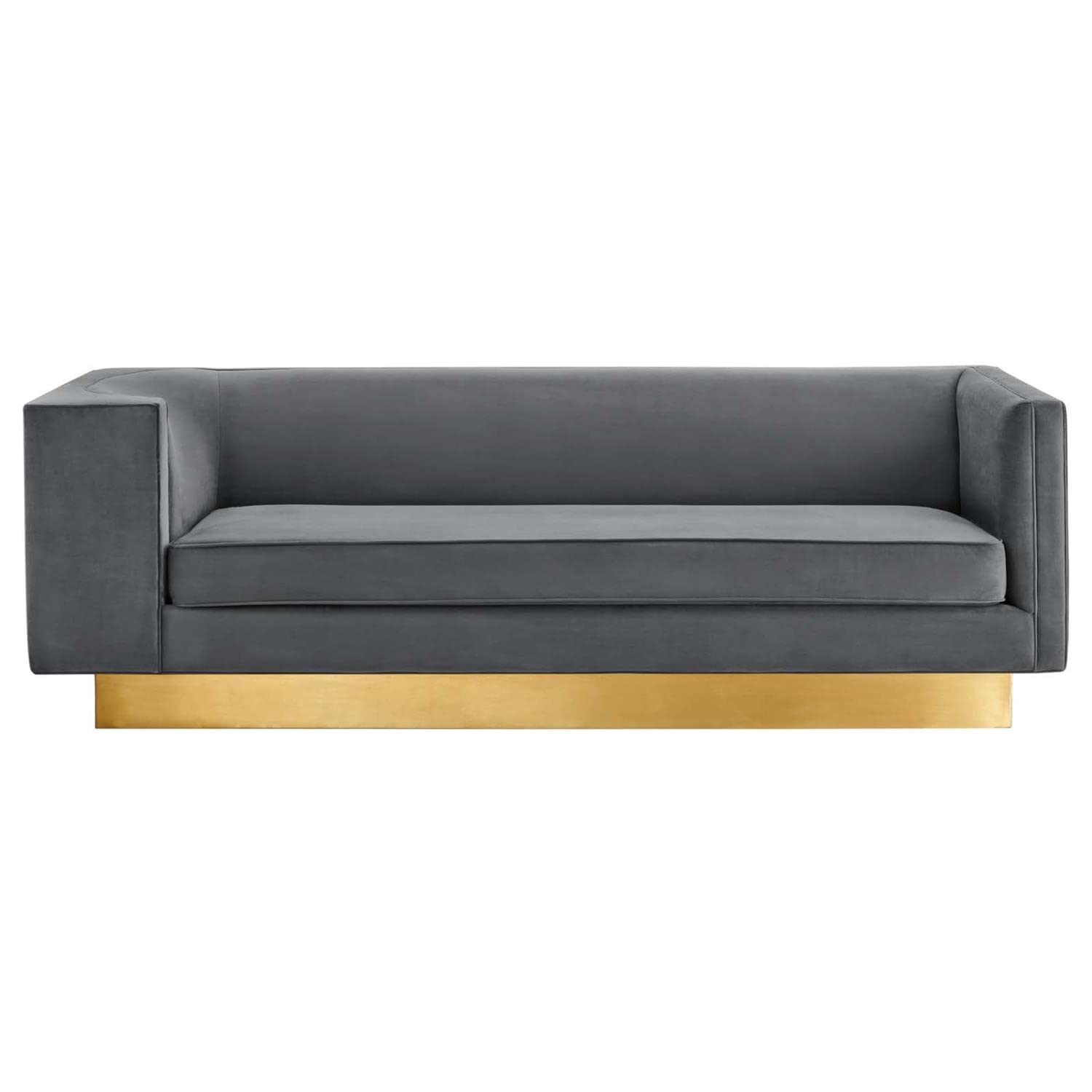 Modway Eminence Upholstered Velvet Sofa With Gray Finish Eei-5016-Gry