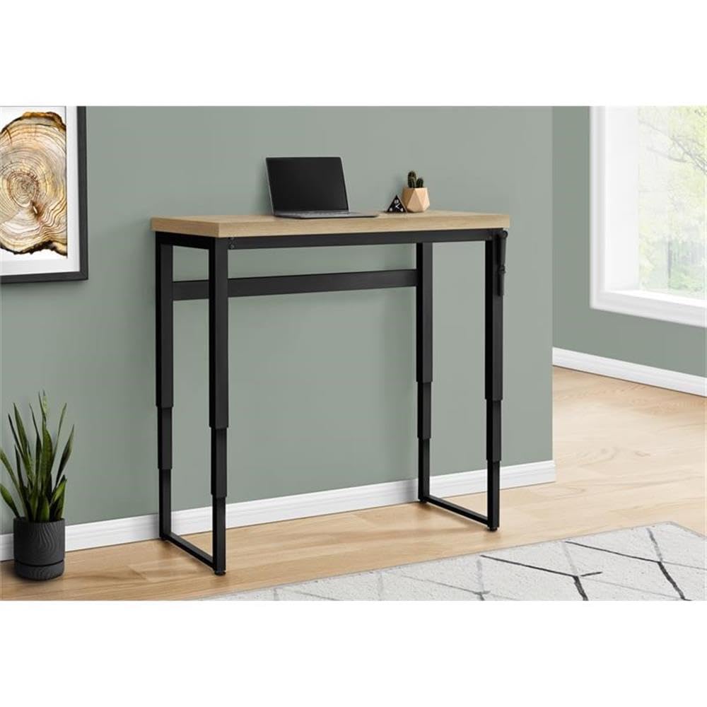 Monarch Specialties 7678 Computer Desk, Home Office, Standing, Adjustable, 48&quot; L, Work, Laptop, Metal, Laminate, Natural, Black, Contemporary, Modern Desk-48 Adj.Height, 47.25&quot; L x 23.75&quot; W x 29.5&quot; H