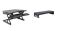 Rocelco 46" Height Adjustable Corner Standing Desk Converter with AC Outlet USB Charger and Dual Stand - Tabletop Computer Riser Workstation - Large Keyboard Tray - Black (R CADRB-46-ACUSB-DMS)