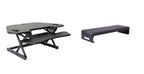 Rocelco 46" Height Adjustable Corner Standing Desk Converter with AC Outlet USB Charger and Dual Stand - Tabletop Computer Riser Workstation - Large Keyboard Tray - Black (R CADRB-46-ACUSB-DMS)