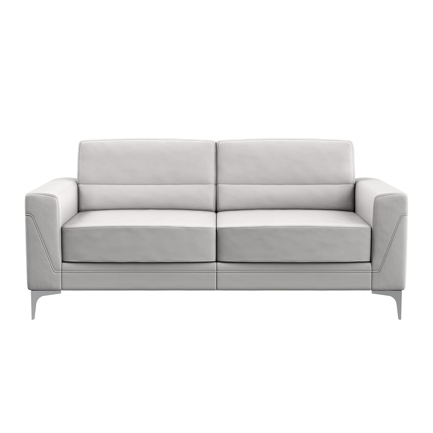 Global Furniture USA U6109 Light Gray Fabric PVC Sofa with Metal Legs