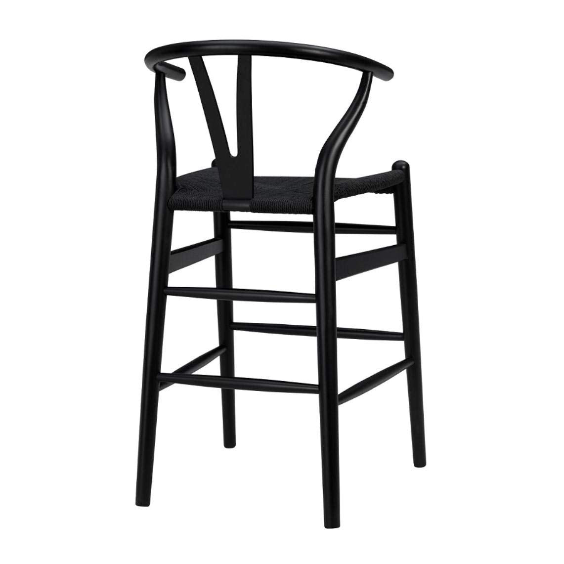 HomeRoots 20.08' X 20.87' X 38.19' Black Solid Beech Wood Counter Stool with Black Rush Seat