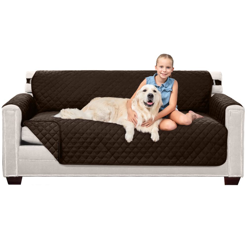 Sofa Shield Couch Slip Cover With Patented Strap, Large Cushion Protector, Reversible Stain And Dog Tear Resistant Slipcover, Qu