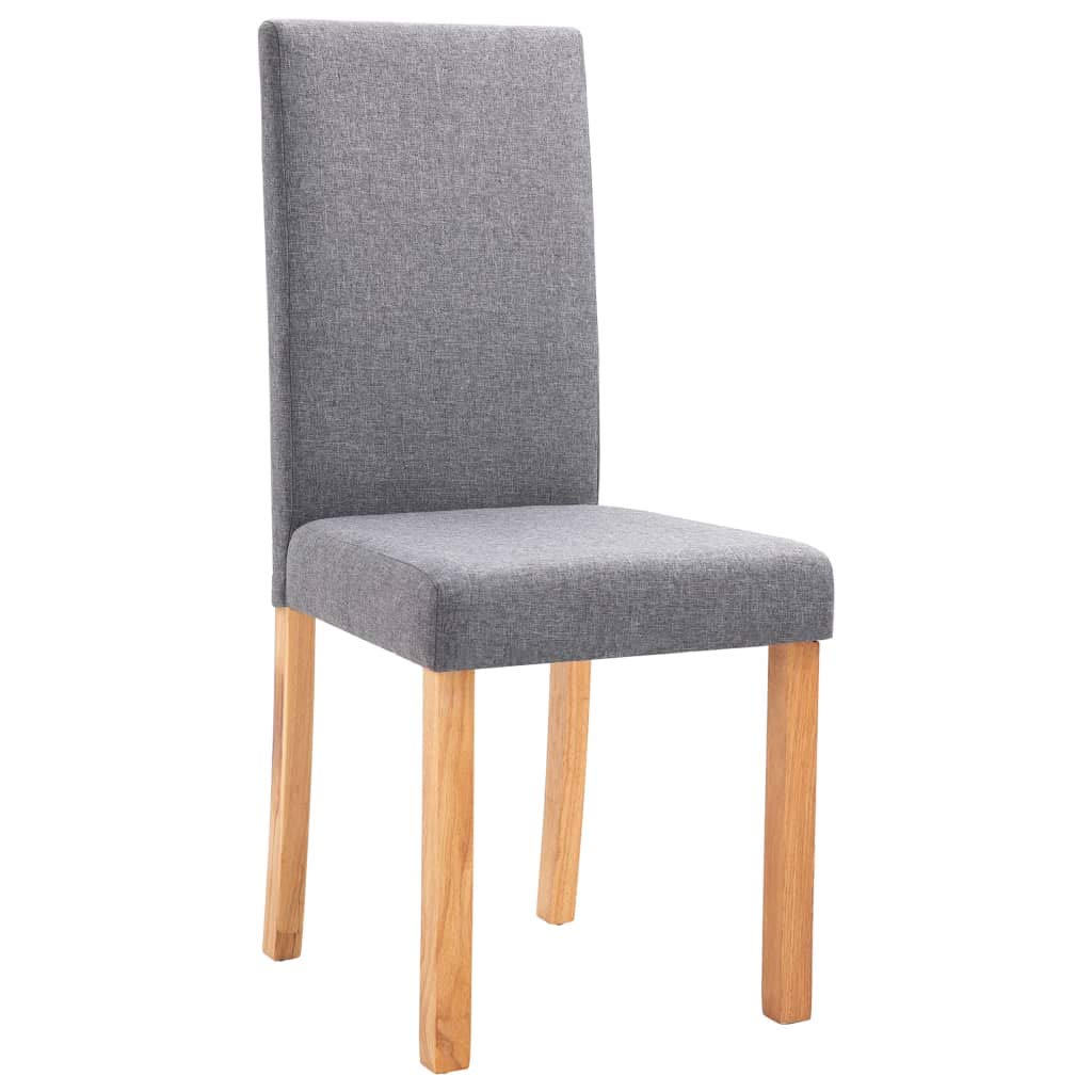 vidaXL Set of 2 Dining Chairs - Elegant and Timeless Design in Light Gray Fabric - Comfortable Seating Experience - Solid Wooden Legs for Durability