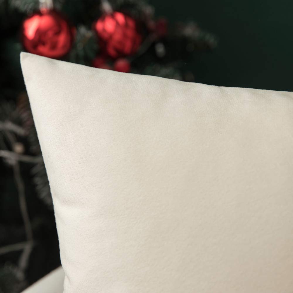 Miulee Christmas Velvet Pillow Cover Decorative Square Pillowcase Soft Solid Cushion Case For Sofa Bedroom Car 26 X 26 Inch Cream White