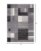 HomeRoots Grey 100% Twisted Polyester 7â€ x 9â€ Gray Distressed Geometric Area Rug