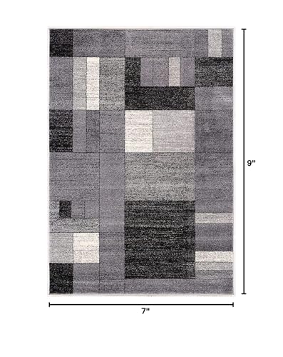 HomeRoots Grey 100% Twisted Polyester 7â€ x 9â€ Gray Distressed Geometric Area Rug