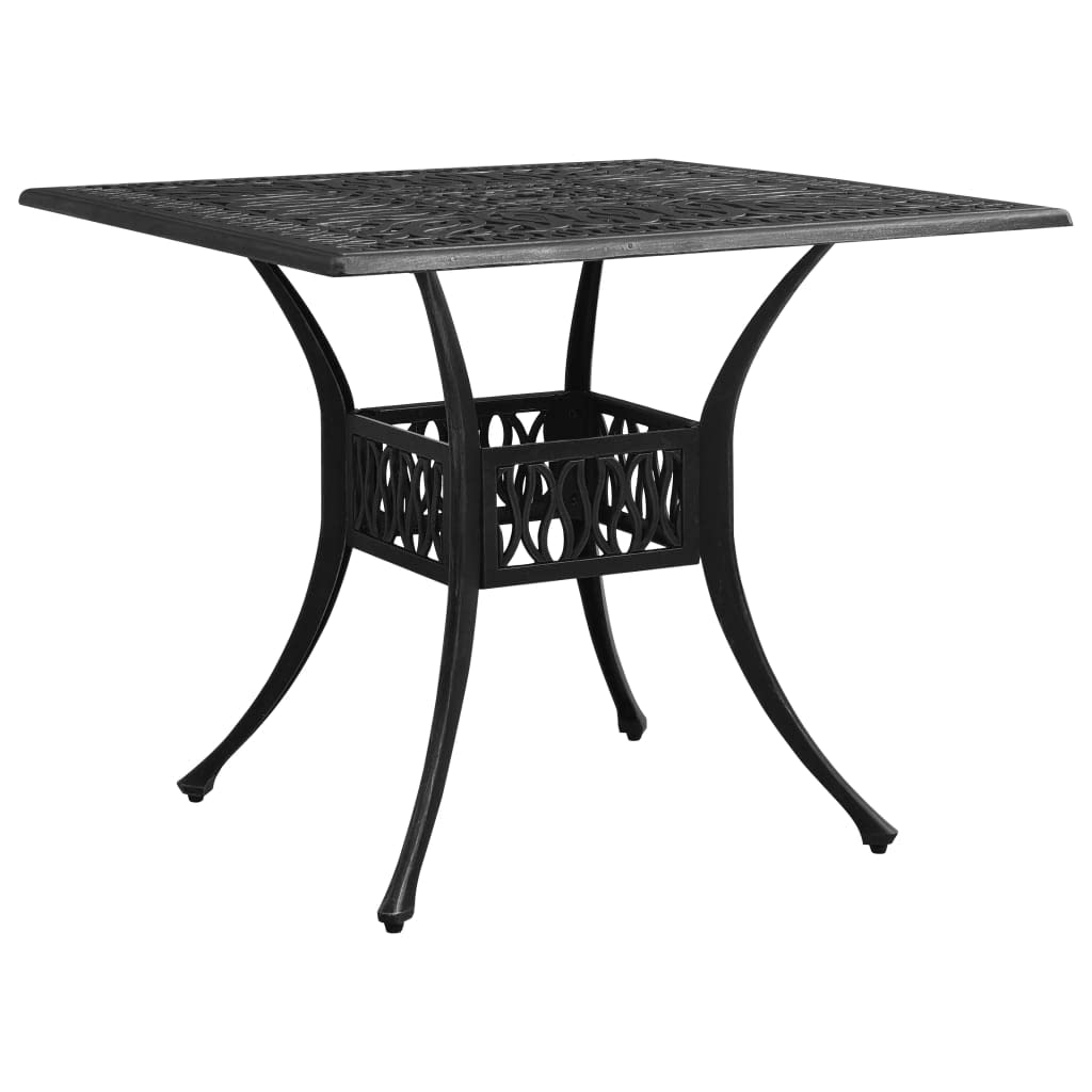 vidaXL Black Patio Table - Cast Aluminum - 35.4&quot;x35.4&quot;x28.7&quot; - Outdoor Dining Table with Umbrella Hole