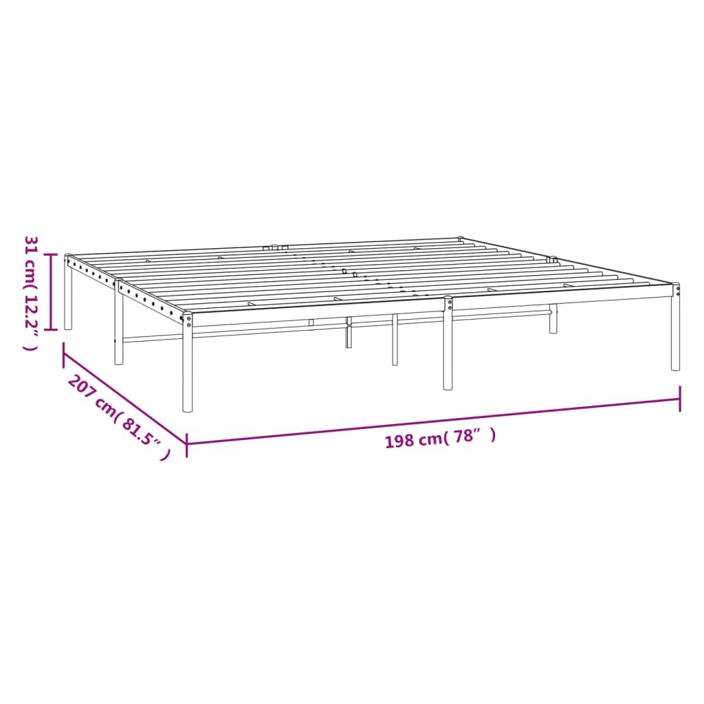 vidaXL Classic Metal Bed Frame, Robust and Durable Steel Construction, Extra Under-Bed Storage Space, Easy Assembly, Elegant Industrial Design, Suitable for 76&quot;x79.9&quot; Mattresses