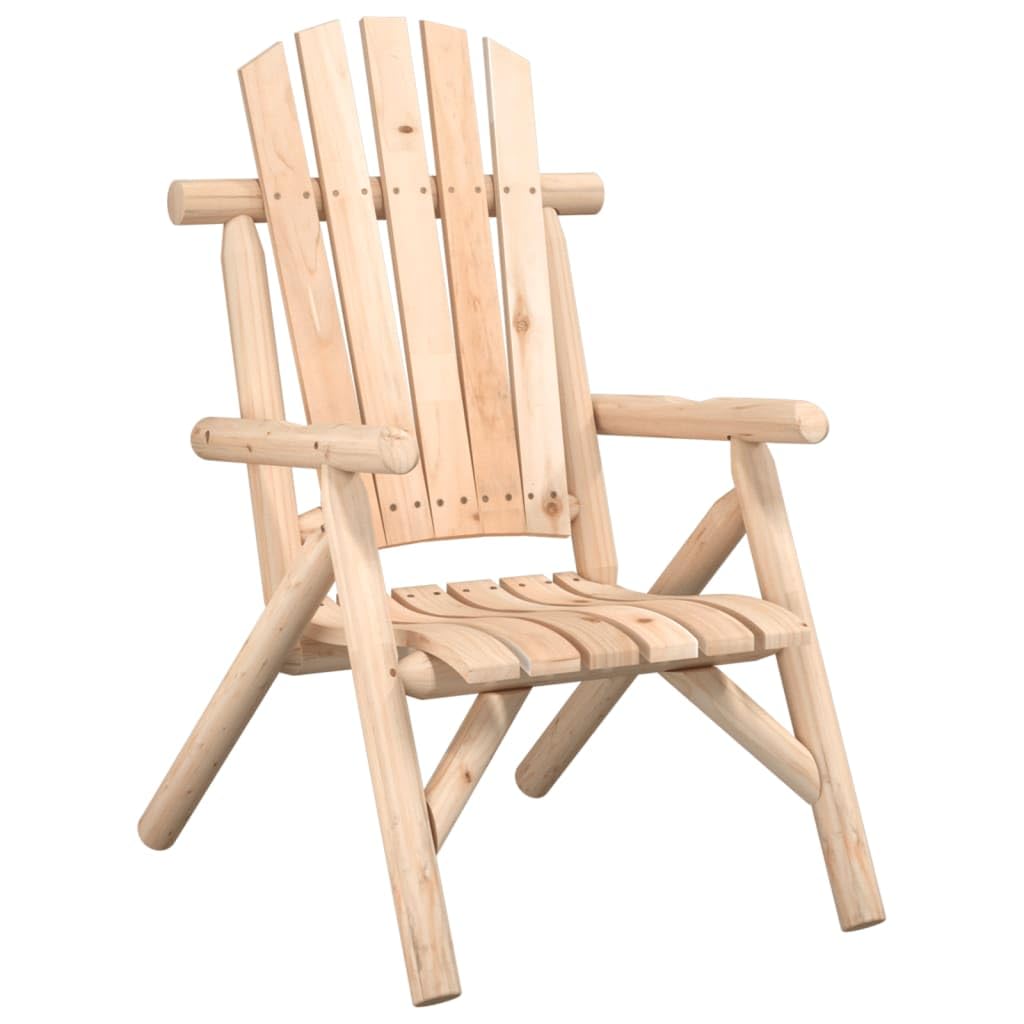 vidaXL Outdoor Patio Chair - Solid Spruce Wood, Untreated - Form-Fitting Seat - Adirondack Style Backrest - Durable & Stable Out
