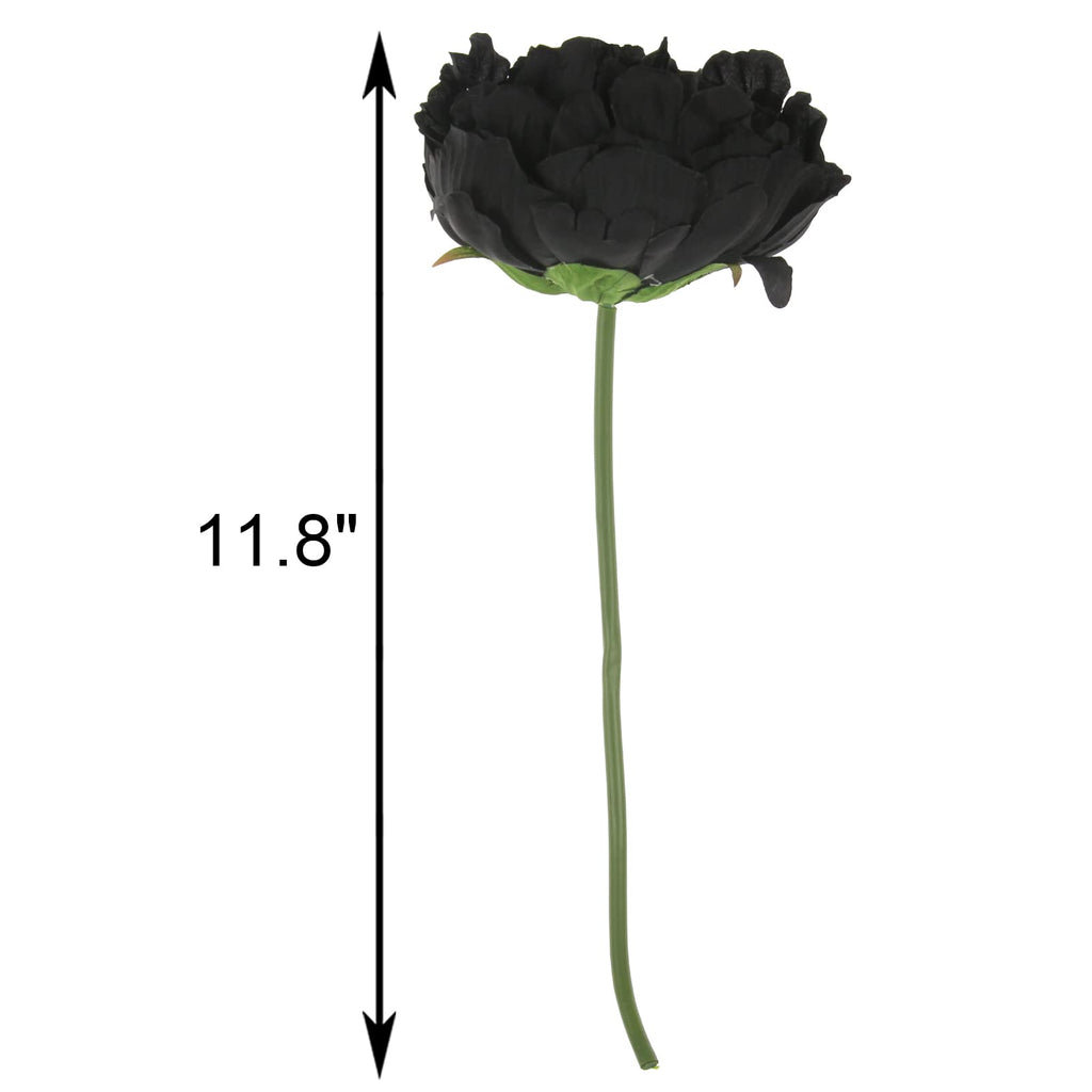 Tinsow Artificial Peony Flowers Black Silk Flowers Peony Bouqeut For Halloween Home Deorations Gothic Wedding (Black, 10)