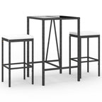 vidaXL 5 Piece Patio Bar Set with Cushions - Black Poly Rattan & Tempered Glass Top Table, Cream White Cushions, for Garden/Patio